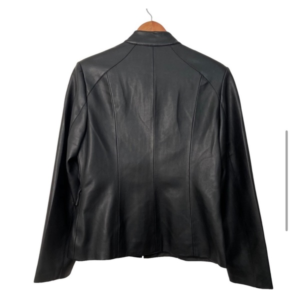 Mouvance vegan leather moto jacket black contemporary zip closure size 42 or L - Picture 3 of 15